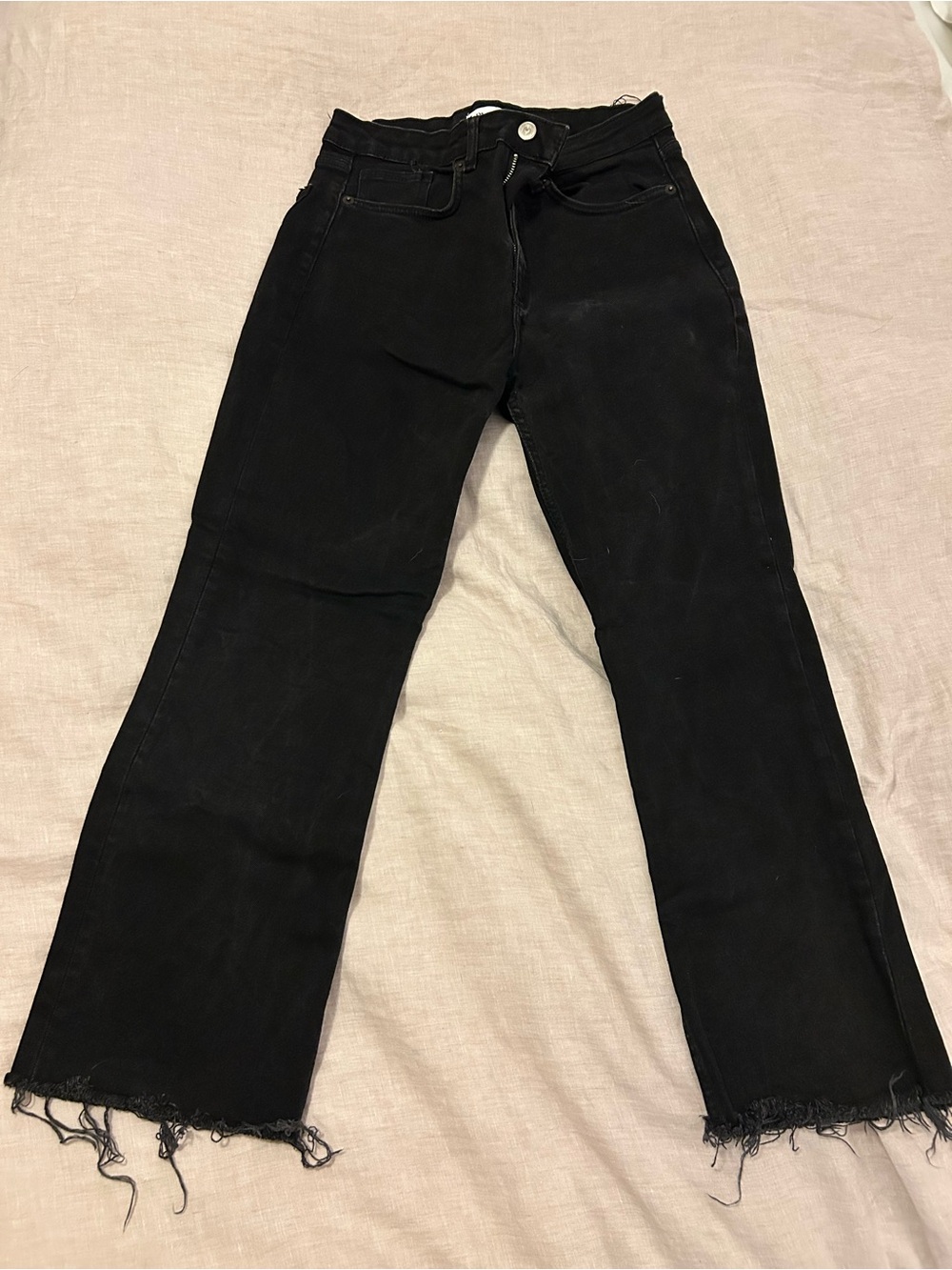 Zara Women’s Ankle Jeans, Black Denim, Mid Rise